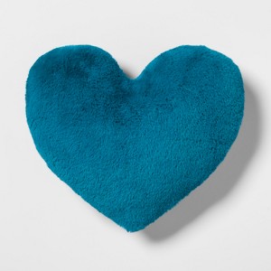 Heart Faux Fur & Velvet Throw Pillow Teal - Pillowfort , Blue