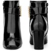BLISSFUL STEP Women's Square Toe Chunky Heel Rhinestone Buckle Decor Ankle Boots - 2 of 4