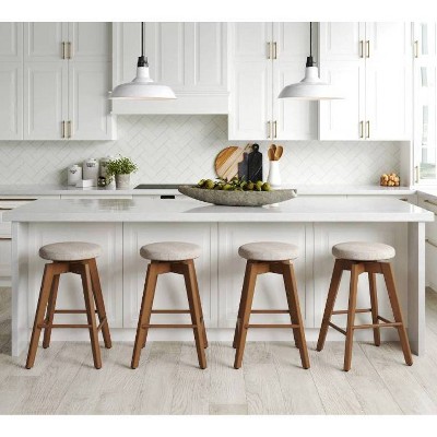 Amalia 26'' Antique Coffee and Natural Wheat Swivel Counter Stools
