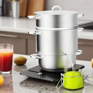 Winado 3-Tier 11QT Stainless Steel Juice Steamer Pot With Glass Lid And Handle - 1 of 4