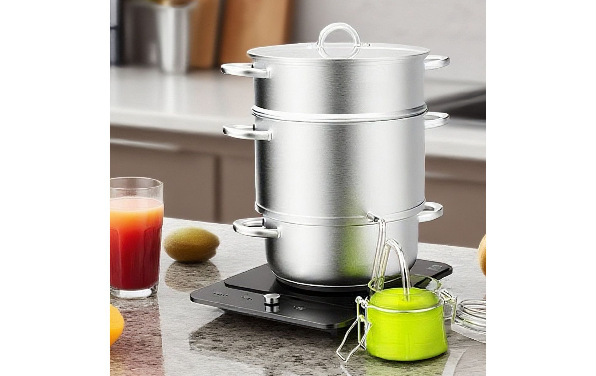 Winado 3-Tier 11QT Stainless Steel Juice Steamer Pot With Glass Lid And Handle