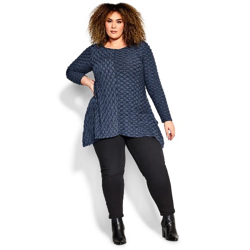 Avenue  Women's Plus Size Tiarne Two Tone Tunic - Blue - 14w : Target