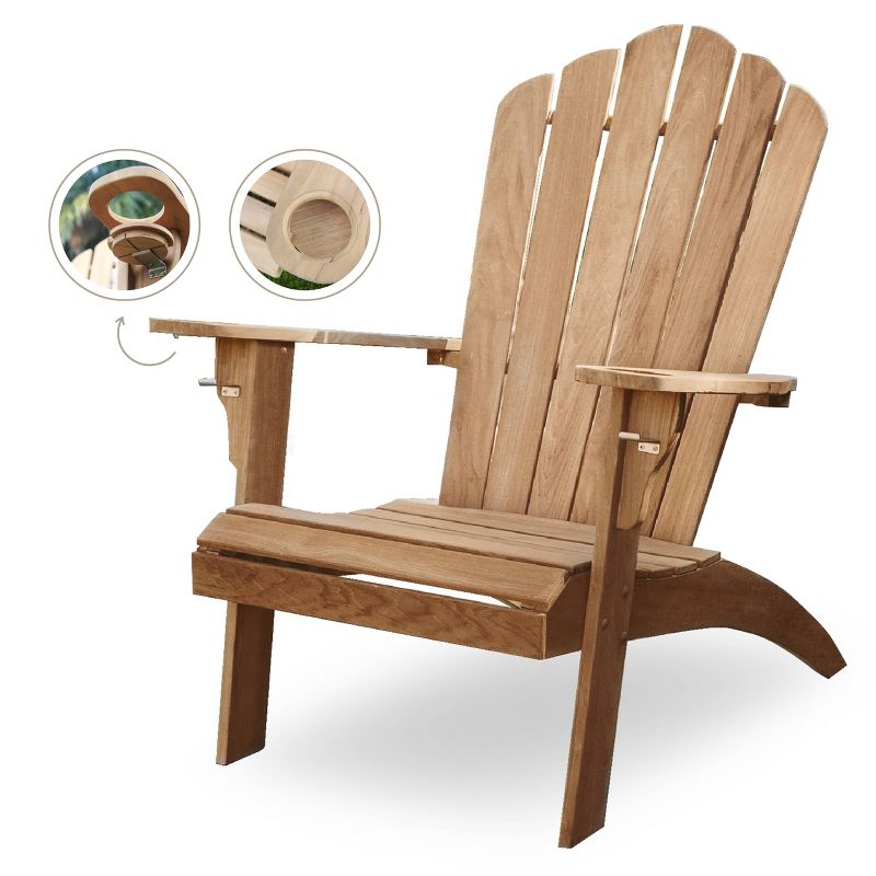 Sherwood Oversized Adirondack Chair with Cup Holder - Teak - Cambridge Casual, 1 of 11