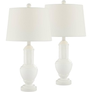 360 Lighting 25 1/4" High Vase Modern Table Lamps Set of 2 White Living Room Bedroom Bedside Nightstand House Office Home Reading Kitchen Entryway - 1 of 1
