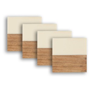 Dainty Home Wood And Resin Designed 4" Square Coaster Set Of 4 - 1 of 3