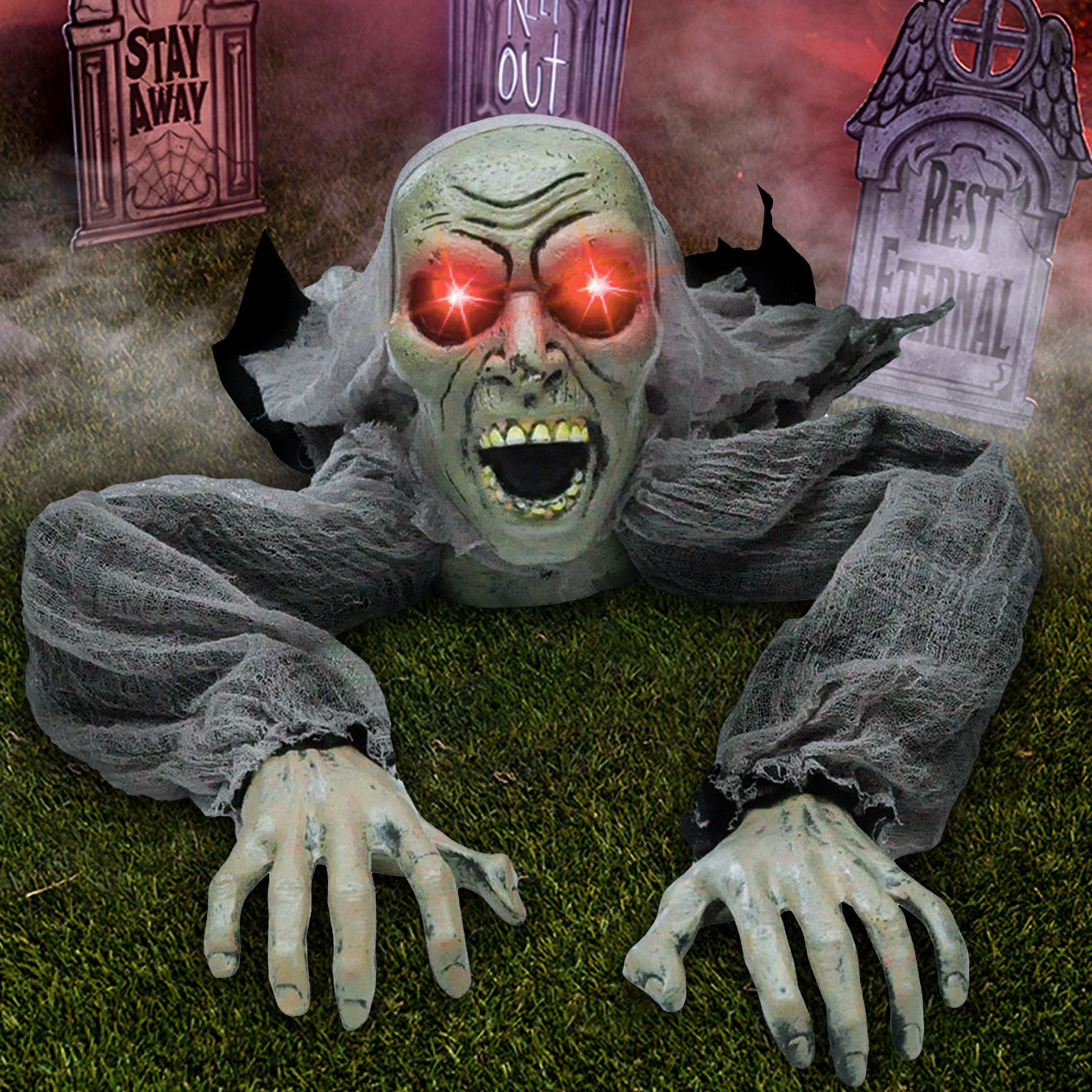 Joyfy Groundbreaking Zombie Halloween Décor, Halloween Climbing Zombie Sound and Flashing Eyes, Yard Garden Party Decorations for Outdoor Indoor