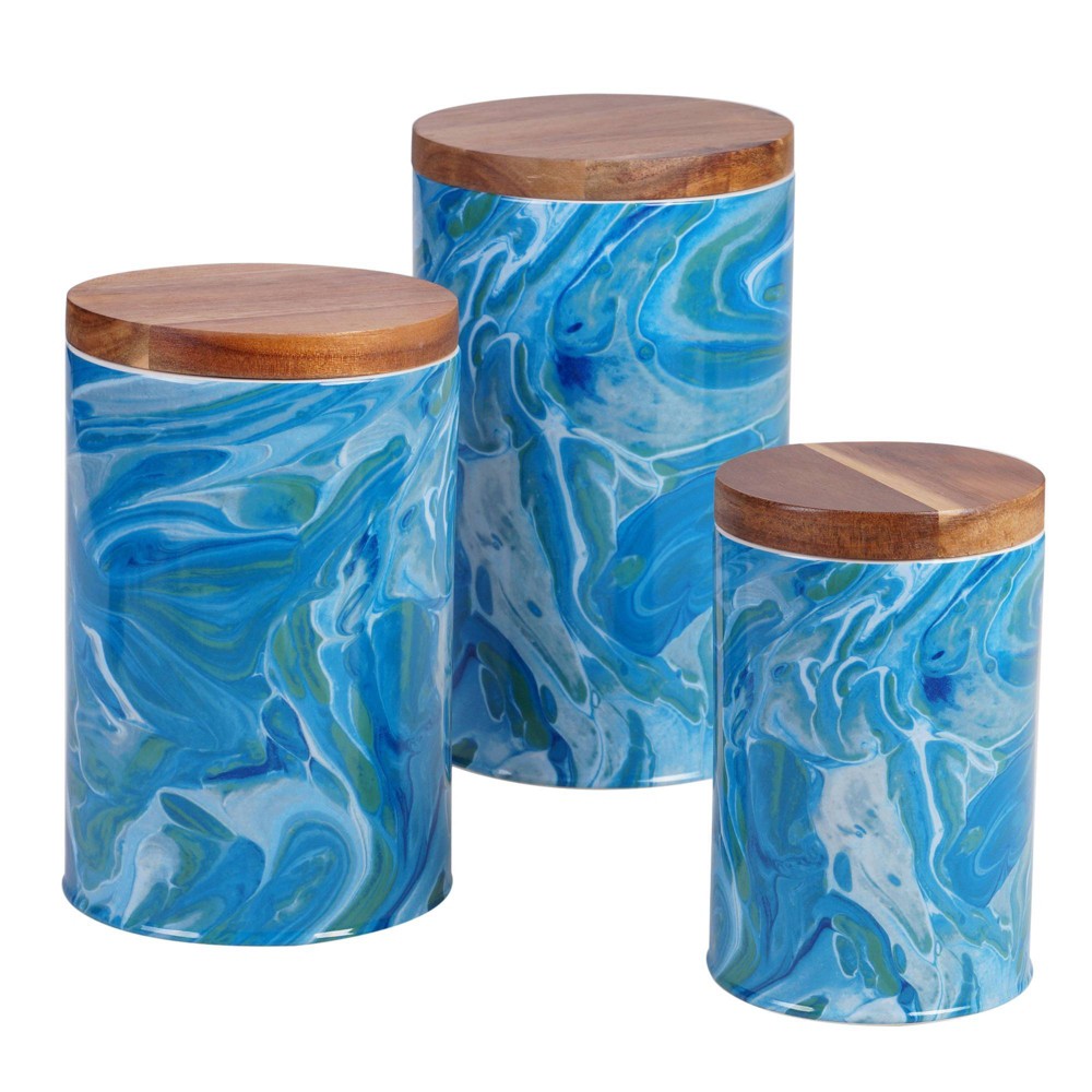 3pc Earthenware Fluidity Canister Set - Certified International