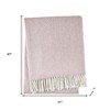 HomeRoots 51" X 67" Pink Cotton Woven Herringbone Throw Blanket with Fringe - 3 of 4