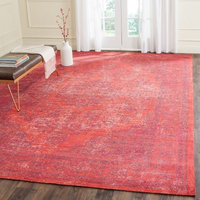 Classic Vintage 8' x 10' Orange and Red Cotton Rectangular Area Rug