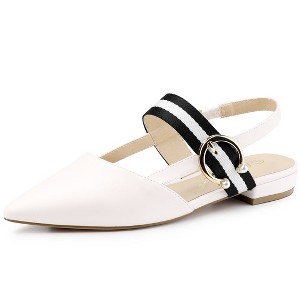 Allegra K Women's Pointed Toe Elastic Strap Buckle Decor Slingback Flat Mules - 1 of 4
