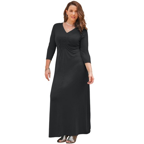 Catherines Women's Plus Size Anywear Medallion Maxi Dress - 1x, Black ...