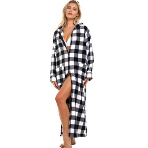 ADR Women's Zip Up Robe with Hood, Women's Long Zipper Robe, Warm Cozy Hooded Bathrobe - 1 of 3