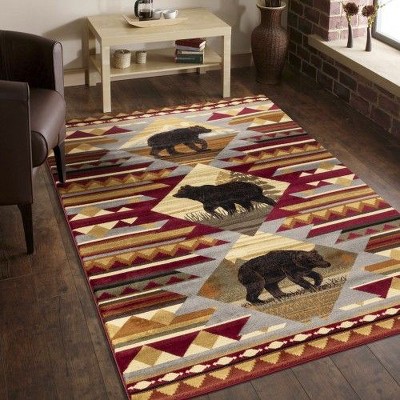 Kumasinova Southwest & Nature Lodge Area Rug – Vibrant for Living Room, Kid & Pet-Friendly, Made in Turkey, Stain-Resistant Door Mat