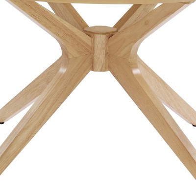 Crossroads 32" Round Oak Wood Coffee Table with Intersecting Base