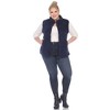 Plus Size Zip up High Pile Fleece vest -White Mark - 4 of 4