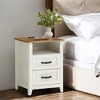 Set of 2 Farmhouse Nightstands with USB Charging - 2-Drawer Bedside Tables, Rustic Modern Design - 3 of 4