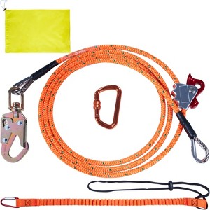 VEVOR Steel Core flipline, 1/2" x 12' Arborist Flipline, Flip Line for Tree Climbing with Alloy Steel Snap Hook, Aluminum Alloy Carabiner, Orange - 1 of 4