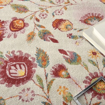 Ivory Multicolor Floral Synthetic 8' x 10' Area Rug