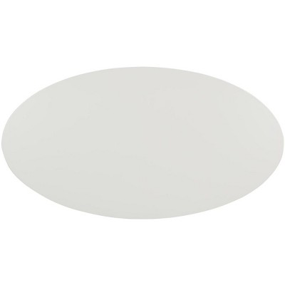 Transitional Dual-Tier Oval Coffee Table in White and Natural Wood