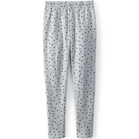 Lands End Kids Fleece Lined Legging Medium Gray Heather Hearts Target