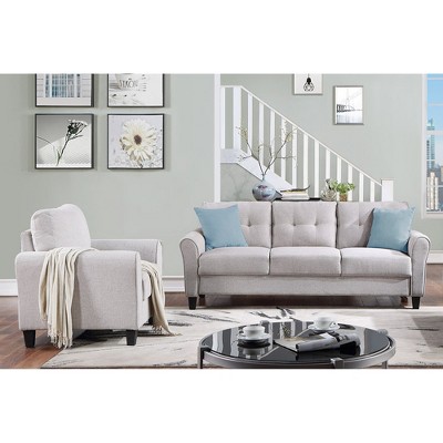 79.9" Linen Modern Sofa Set (1+3) with Button Tufted Cushions