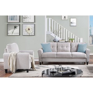 79.9" Linen Modern Sofa Set (1+3) with Button Tufted Cushions - 1 of 4