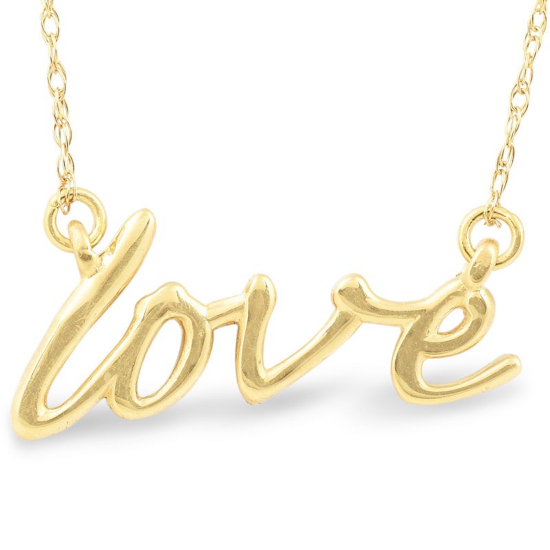 Pompeii3 14K Yellow Gold Love Script Pendant Necklace with 18" 14K Yellow Gold Chain, 1 of 4