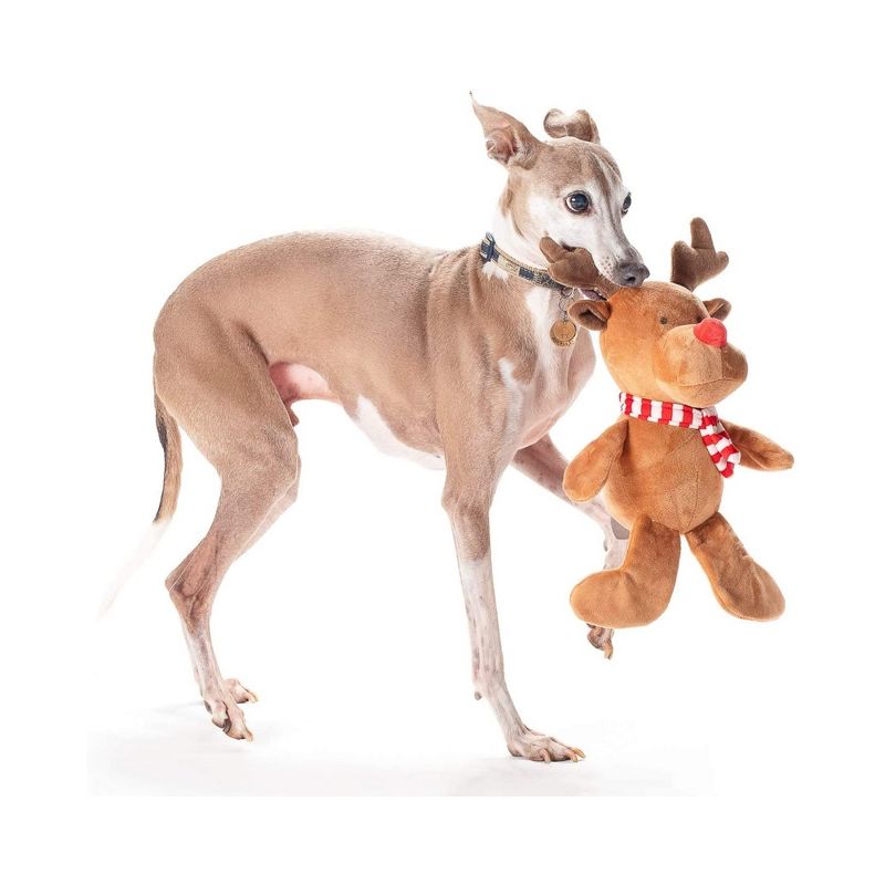 Midlee Christmas Reindeer Plush Dog Toy with Scarf, 2 of 8