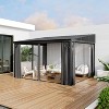 FUFU&GAGA Modern Wall Outdoor Patio Gazebo with Galvanized Steel Hardtop Aluminum Frame, Removable Curtains & Deep Gray Mosquito Netting - 3 of 4