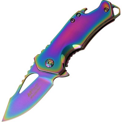 Mtech Usa Linerlock Spring Assisted Folding Knife, Rainbow Flame, Mt-a822rb  : Target