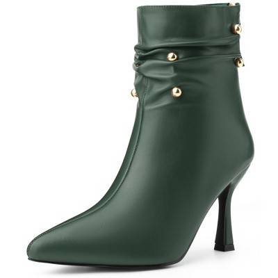 BLISSFUL STEP Pointed Toe Stiletto Heel Slouch Ankle Boots for Women