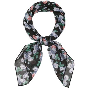 Allegra K Women's Chiffon Floral Print Square Scarves Kerchief Neck Scarf Neckerchief - 1 of 4