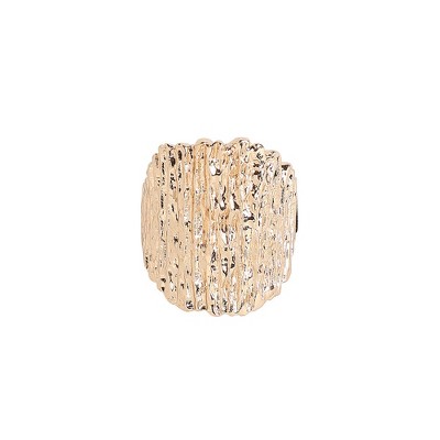 SOHI Women's California Gold Dented Bar Cocktail Ring