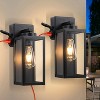 C Cattleya 2-Pack 12.5in. Matte Black Outdoor Wall Lantern Sconce with Built-in Outlet - 2 of 4