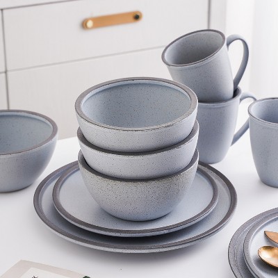 Tina 32-Piece Blue and Grey Ceramic Dinnerware Set, Service for 8