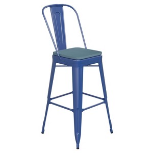 Flash Furniture Kai Commercial Grade 30" High Metal Indoor-Outdoor Counter Height Stool with Removable Back and All-Weather Poly Resin Seat - 1 of 4