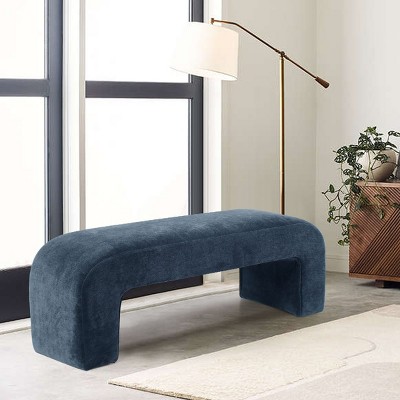 Lily 47" Upholstered Scroll Velvet Waterfall Bench/Chenille Entryway Bench for Bedroom-Maison Boucle