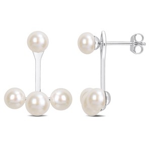 EVERLY JEWELRY | 14k White Gold Cultured Freshwater Pearl Dangle Earrings - 1 of 4