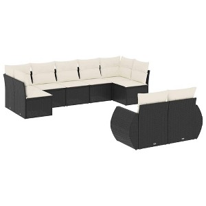 vidaXL Garden Sofa Set Black and Cream White - 1 of 4