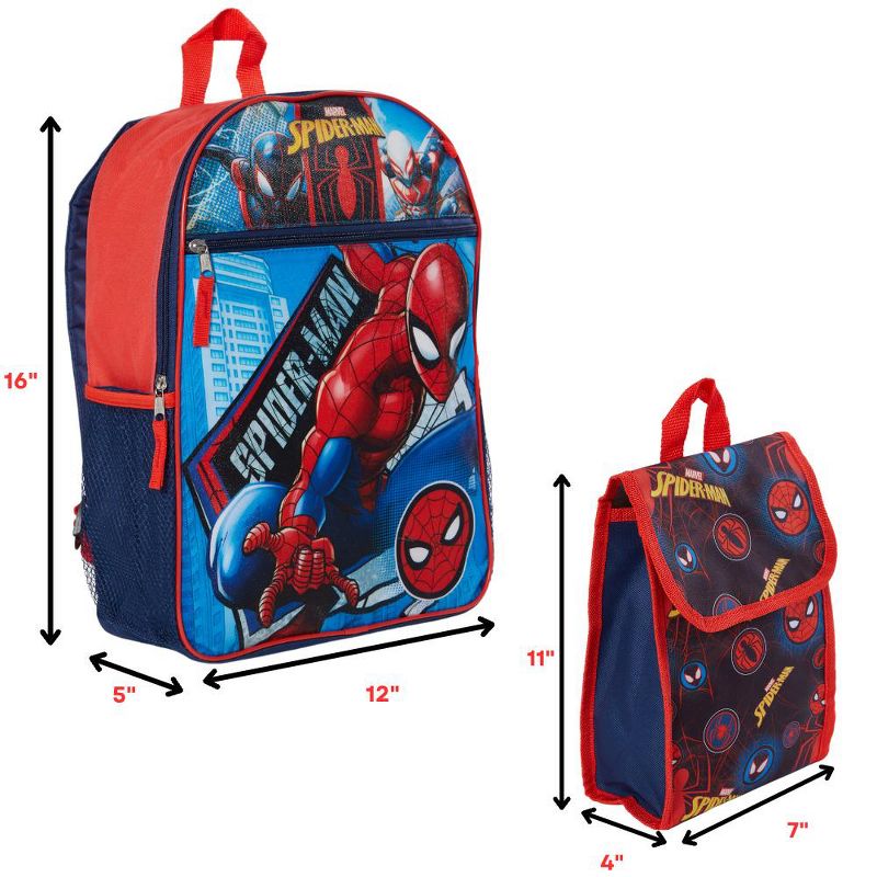 Marvel Spiderman Backpack Set for Kids, 16 inch with Lunch Bag and Water Bottle, 3 of 10