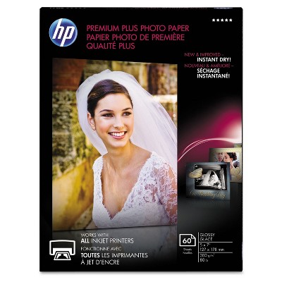 HP Premium Plus Photo Paper 80 lbs. Glossy 5 x 7 60 Sheets/Pack CR669A