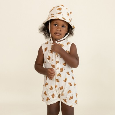 Organic Sleeveless Bubble Romper - Croissant