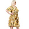 Agnes Orinda Women's Plus Size V Neck Floral Smocked Beach Summer Midi Empire Waist Dresses - 4 of 4