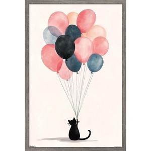 Trends International Andreas Magnusson - The Cat And The Balloons Framed Wall Poster Prints - 1 of 4