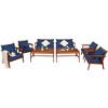 Costway 8PCS Patio Rattan Furniture Set Acacia Wood Frame Cushioned Sofa Chair Red\Navy - image 3 of 4