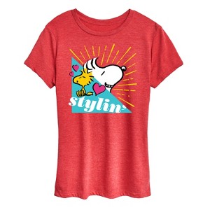 Women's - Peanuts - Snoopy Woodstock Stylin Short Sleeve Graphic T-Shirt - 1 of 4