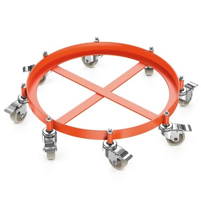 55 Gallon Drum and Barrel Dolly, 2000 LBS Capacity Dolly with 8 Caster Wheels, Trash Can Dolly Non-tipping Hand, Orange, 1 Piece