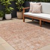 Salmon Orange And Gray Floral Washable Indoor Outdoor Area Rug - 2 of 4