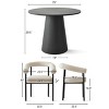 35" Modern Dining Set for 2,Wooden Round Dining Table with Upholstered Boucle Dining Chair Arm  for Small Space Dining Room - 3 of 4