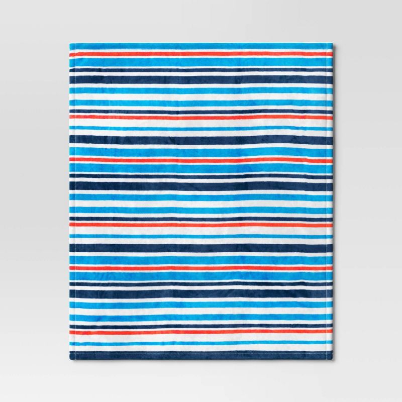 Beachy Striped Printed Plush Throw Blanket White - Sun Squad&#8482;, 2 of 4